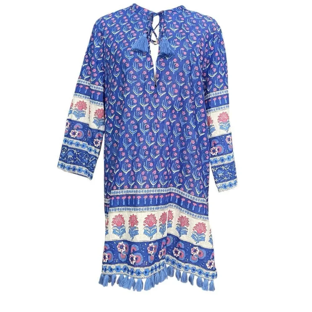 J. Crew Cotton Voile Tunic Swim Cover-Up Dress in Floral Print Size Medium
